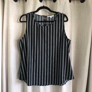 Black and white striped sleeveless blouse